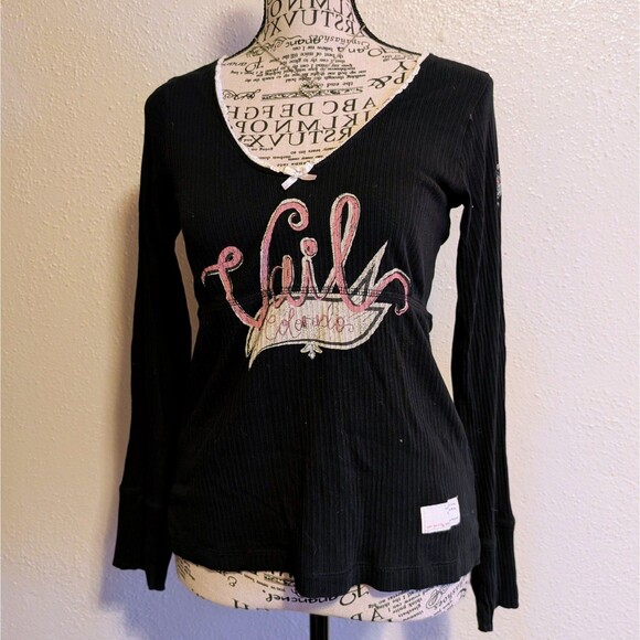 Vintage Coquette Y2K Soft Black and Pink Blouse - Picture 1 of 7